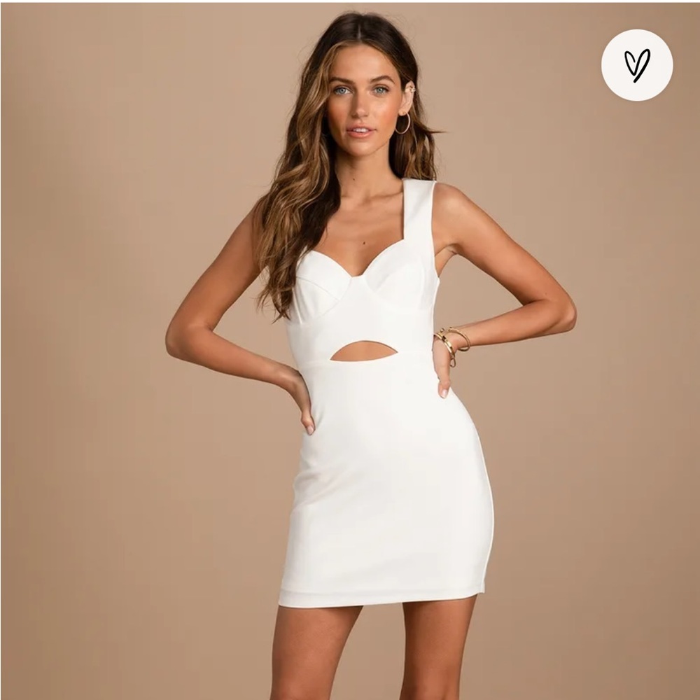 Lulu’s Cutout Bodycon Dress in White Size Small NWOT